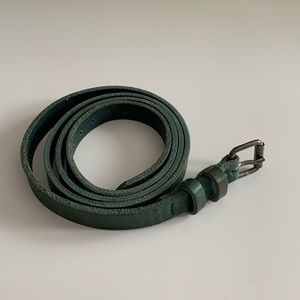 Thin leather green belt